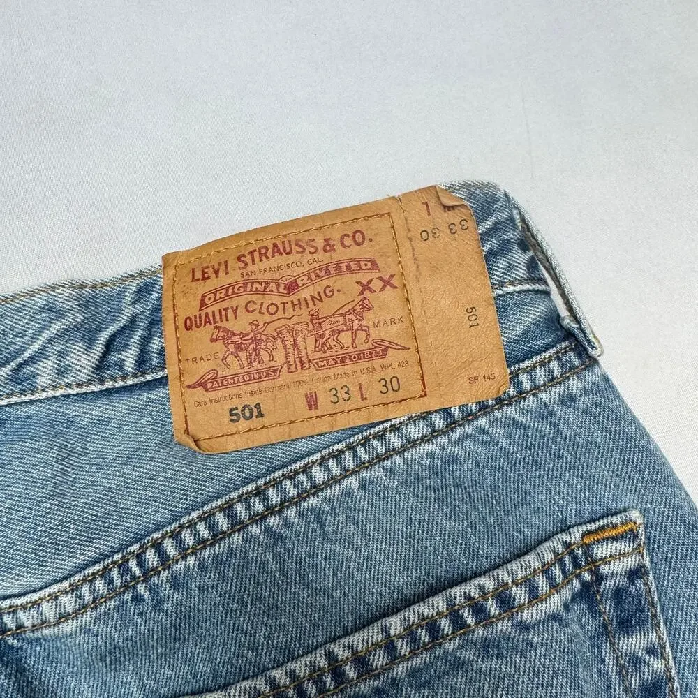 Vintage 90s Levis 501 Paint Splatter Jeans Mens 30x26 Western Grunge Made in USA